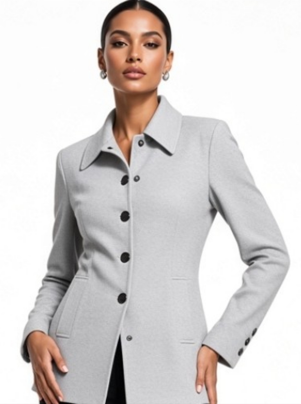 cabi Womens Gray Cotton Blend Blazer Size Small